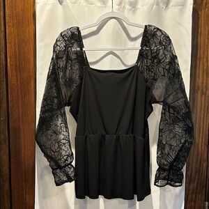 Maurices Black Lace Sleeve Blouse